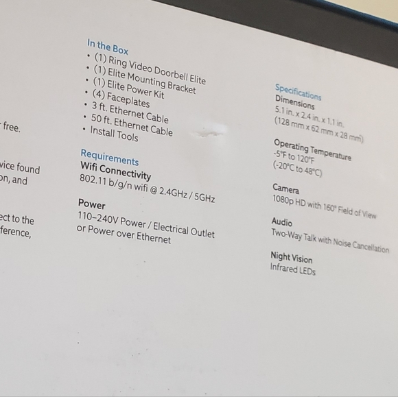 Ring Video Doorbell Elite - Flush Mounted Power over Ethernet - Brand New - Picture 3 of 5